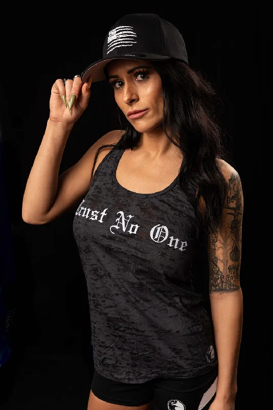 Comfy Chic Women's Burnout Racerback Tank Top - Black
