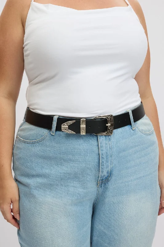 Breezy Comfort Black Waist and Hip Jeans Western Belt