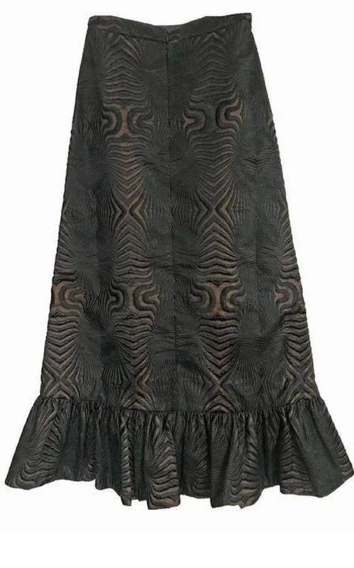 Summer Comfort Embroidered Maxi Ruffle Hem Skirt