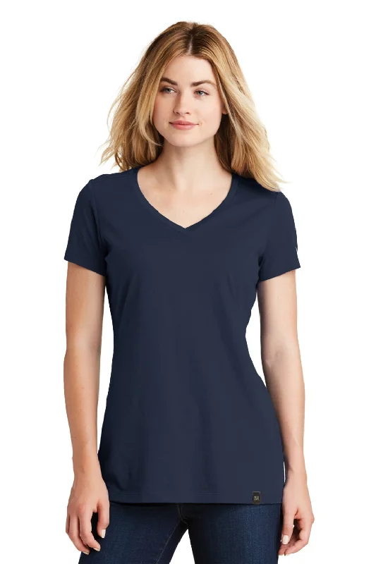Easy Comfort Style New Era Womens Heritage Short Sleeve V-Neck T-Shirt - Navy Blue