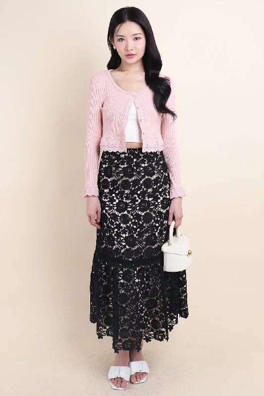 Everyday Style ENCHANTING CROCHET MAXI SKIRT IN BLACK