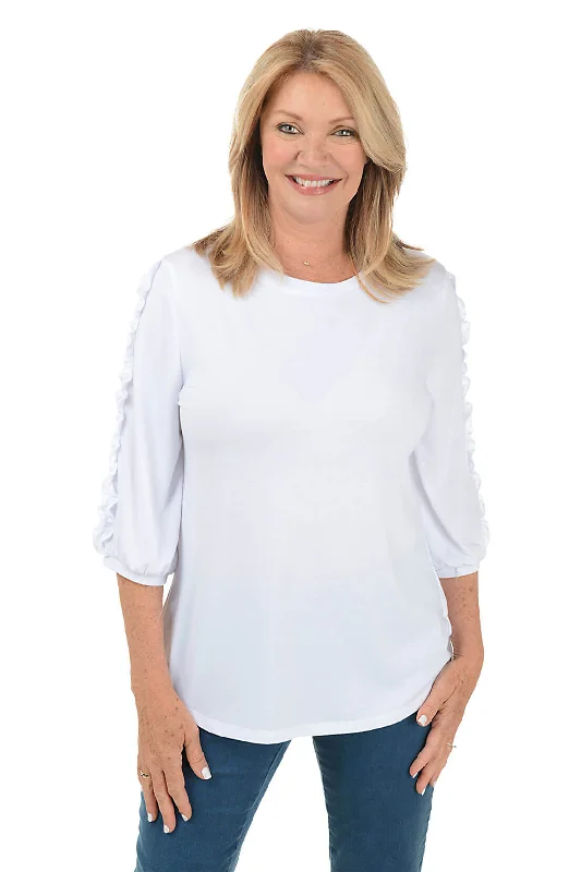Easygoing Fashion Petite Frilled Sleeve Knit Top