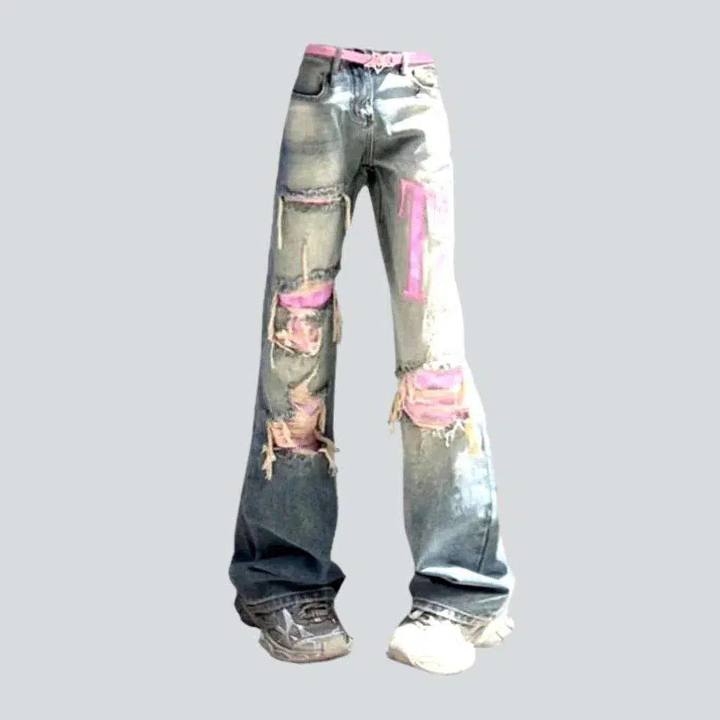 All-Day Wear Flared y2k jeans
 for ladies