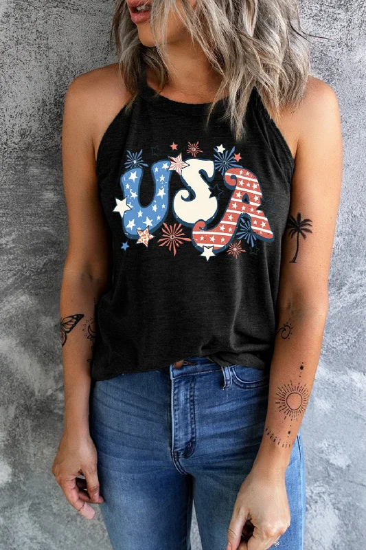 Effortless Wear Letter Graphic Round Neck Tank