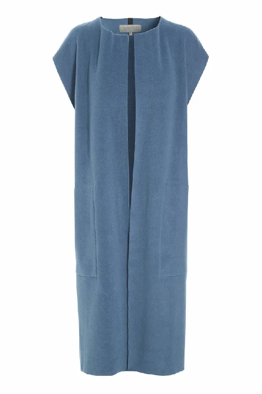 Comfortable Looks LONG VEST - 7169 - DUSTY BLUE