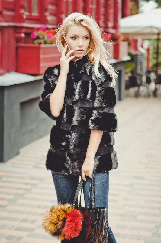 Comfort Fit Mink Fur Jacket (Black)