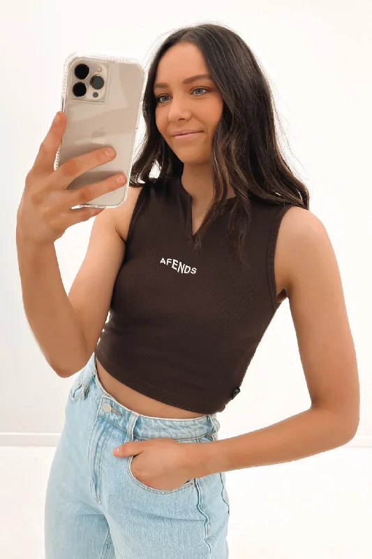 Simple Chic Harlow Recycled Rib Singlet Coffee