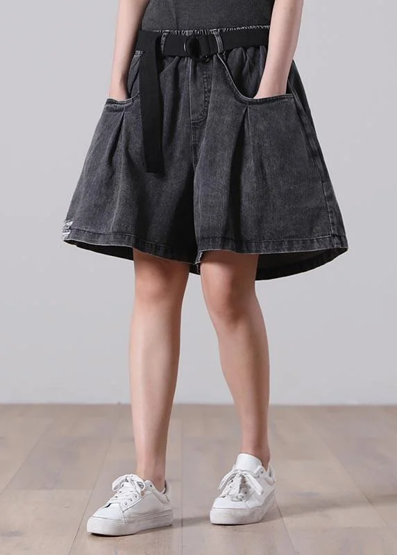 Relaxed Dresses Natural Black,Pockets Denim hot Summer Pants