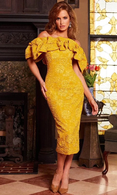 Simple Chic Jovani 23848 - Ruffled Off Shoulder Cocktail Dress