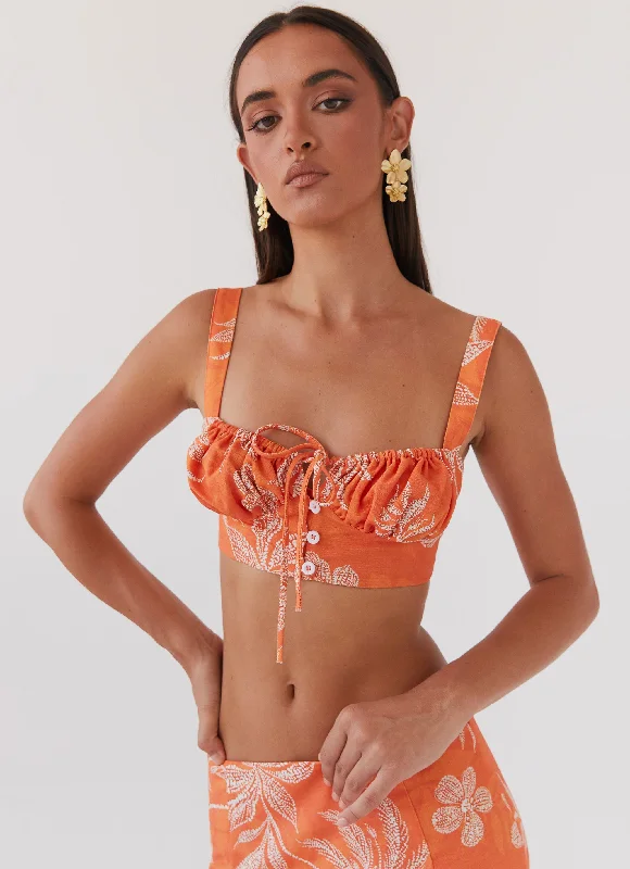 Comfortable Sweaters Love From Cabo Linen Top - Tropic Sunset
