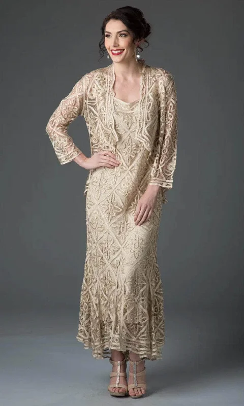 Easy-to-Wear Soulmates D9124 - High-Low Beaded Evening Gown