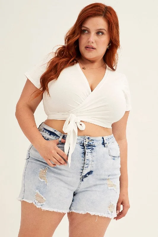 Simple Comfort Steel Blue Mid Rise Acid Wash Distressed Skinny Denim Shorts