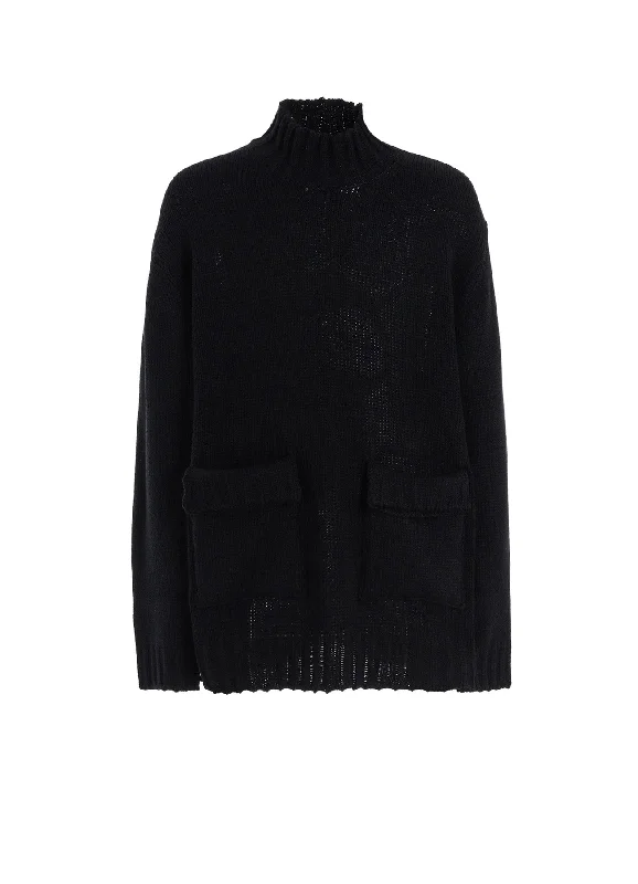All-Day Wear BULKY WOOL BIG POCKET HIGH NECK KNIT
