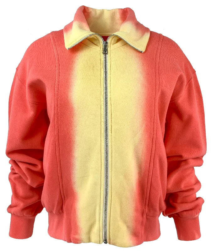 Smart Casuals The Elder Statesman Daily Spray Zip-Up jacket in Fiery Coral w/Wasabi