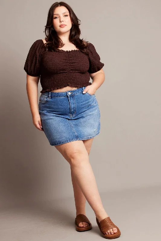 Breathable Comfort Denim Distressed Mini Skirt