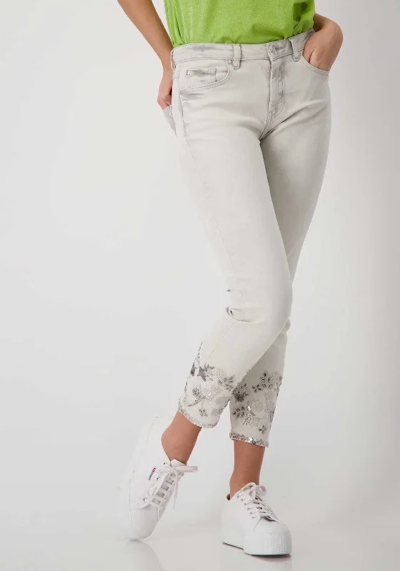 Soft Textures Monari Embellished Cropped Skinny Jeans, Beige