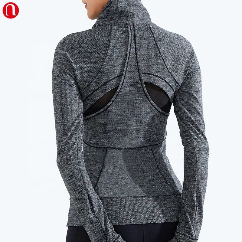 Layered Style Women's Running Jackets - Long Sleeve Yoga Fitness Workout Jacket for Active Women