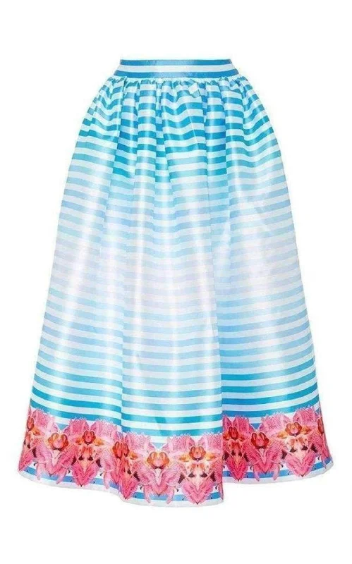 Casual Comfort Pleated Print A-Line Skirt