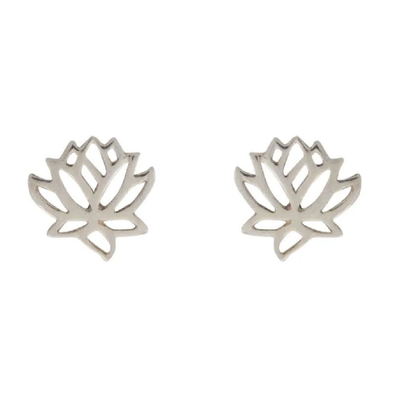 Easy Style Tiny Charm Post Earrings-Lotus Flower