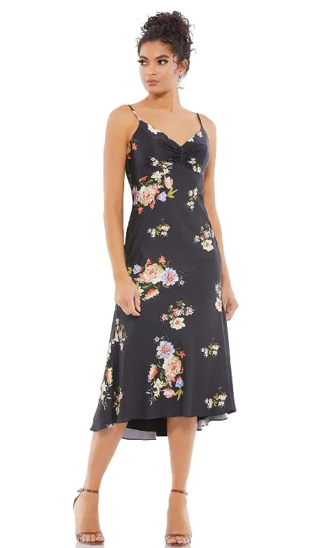 Comfy Pants Ieena Duggal - 70182I V-Neck Empire Tea-Length Dress