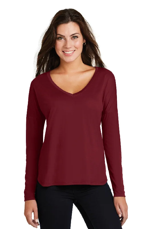 Elegant Wear District Womens Drapey Short Sleeve V-Neck T-Shirt - Cardinal Red - Closeout