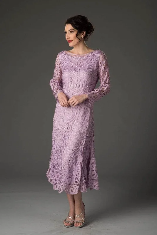 Smart Casuals Soulmates D1423 - Long Sleeve Tea Length Formal Dress