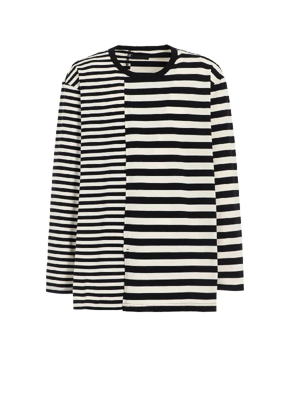 Comfortable Sweaters THIN STRIPE + THICK STRIPE SHIFTING LONG SLEEVE T-SHIRT