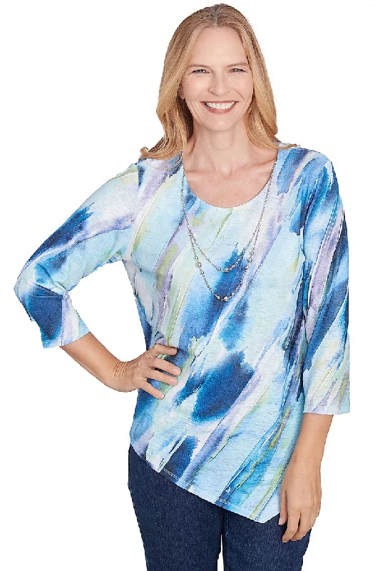 Chic Outfits Diagonal Brushstroke Asymmetrical Necklace Top