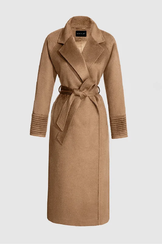 Sporty Wear Suri Alpaca Long Notched Collar Raglan Sleeve Wrap Coat