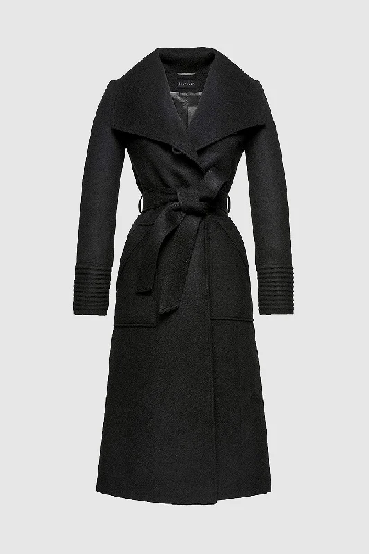 Soft Style Baby Alpaca Long Wide Collar Wrap Coat