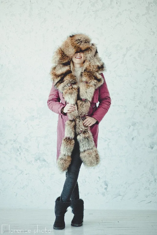 Comfortable Looks Raccoon Fur Parka Jacket