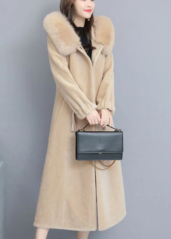 Chic Outfits Vintage Beige fashion Nail bead Thick Winter Long sleeve parka