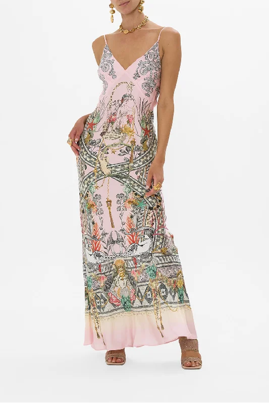 Soft Layers V NECK FULL LENGTH BIAS SLIP DRESS CAVE OF WONDERS