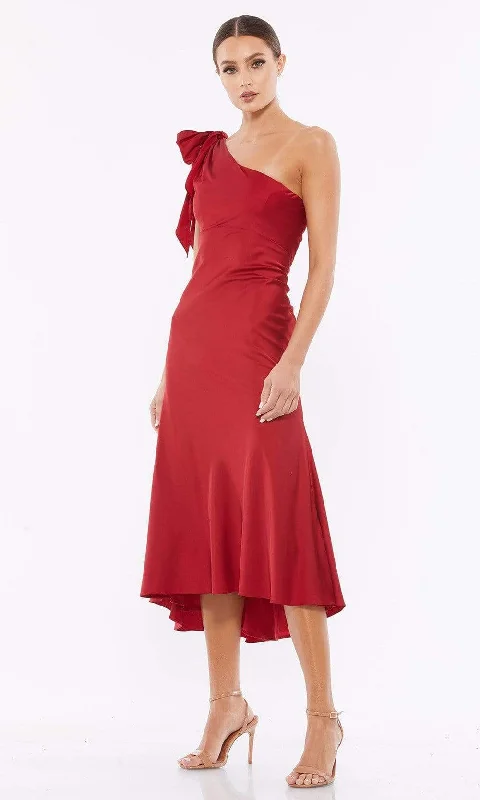 Effortless Dressing Ieena Duggal - 55387I Bow Draped One Shoulder Dress