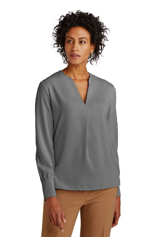 Cozy Layers Brooks Brothers Womens Anti Static Open Neck Long Sleeve Blouse - Shadow Grey Cozy Layers Brooks Brothers Womens Anti Static Open Neck Long Sleeve Blouse - Shadow Grey