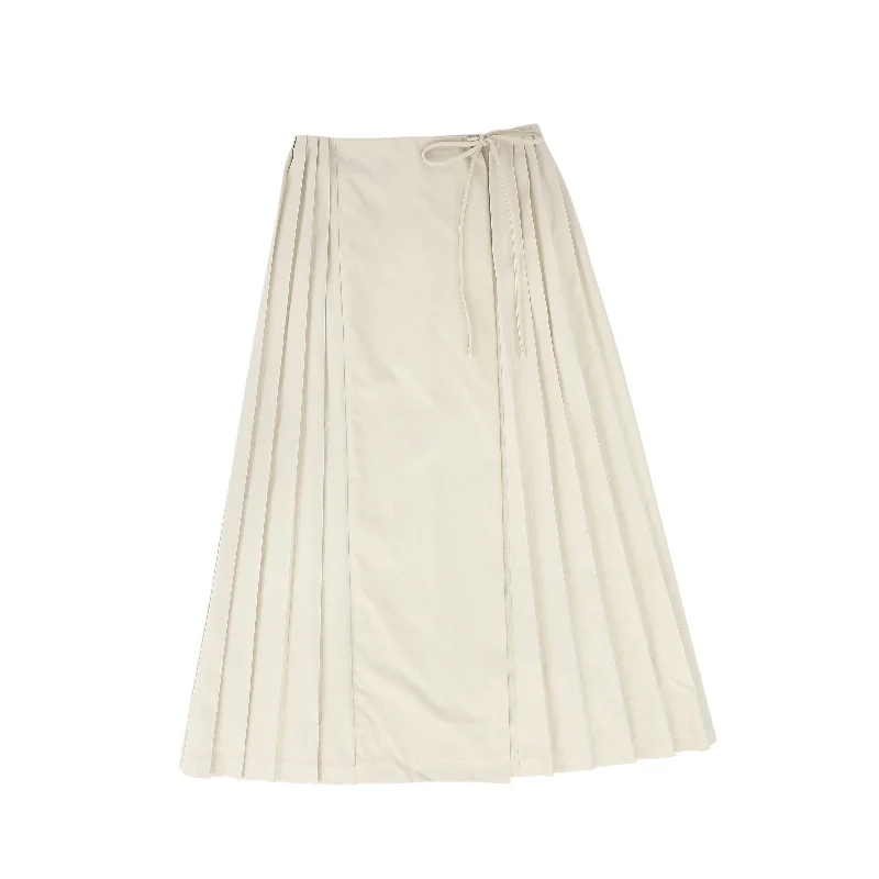 Stylish Jackets VALENTINA TAN PLEATED TIE SKIRT