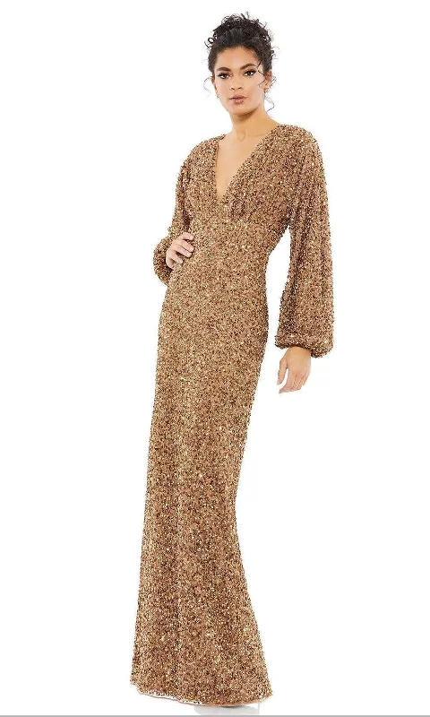 Relaxed Tops Mac Duggal - 10791 Bishop Sleeve Sequin Gown