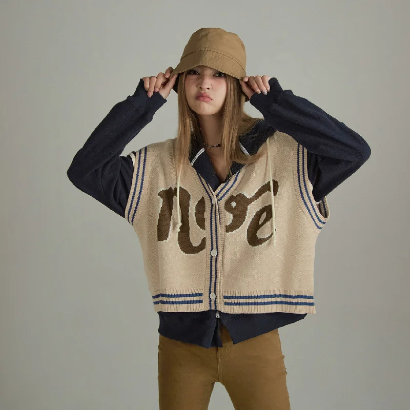 Urban Chic Lettering V-Neck Knit Vest