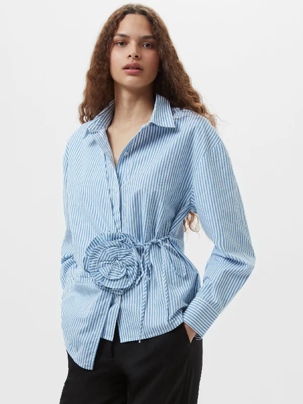Everyday Style Cambria Cotton Striped Corsage Shirt
