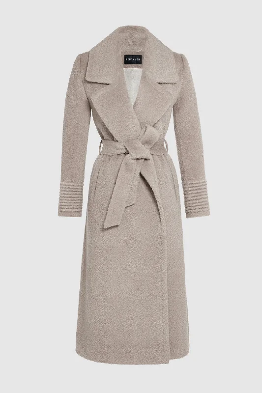Soft Fabrics Bouclé Alpaca Long Notched Collar Wrap Coat