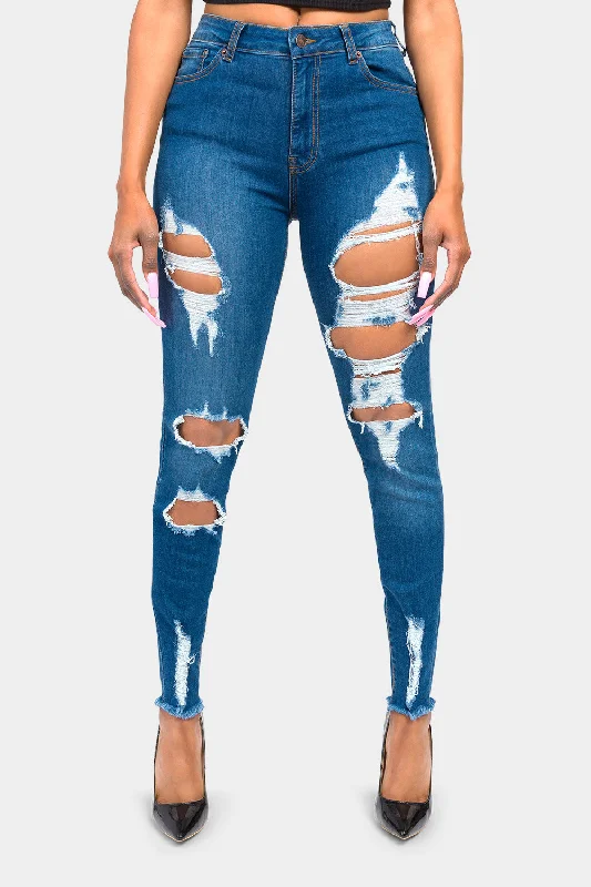 Cozy Pants High Rise Destroyed Skinny Jeans