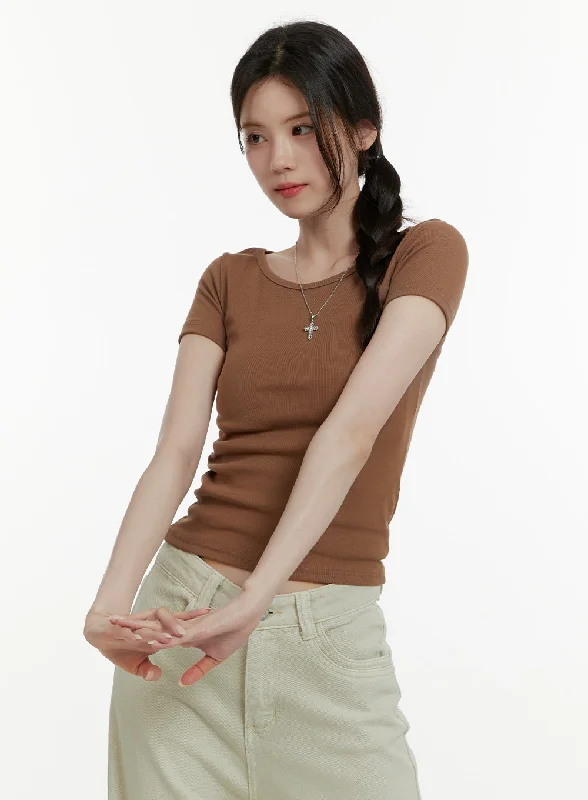 Comfy Chic Wear U-Neck Crop T-Shirt OA405