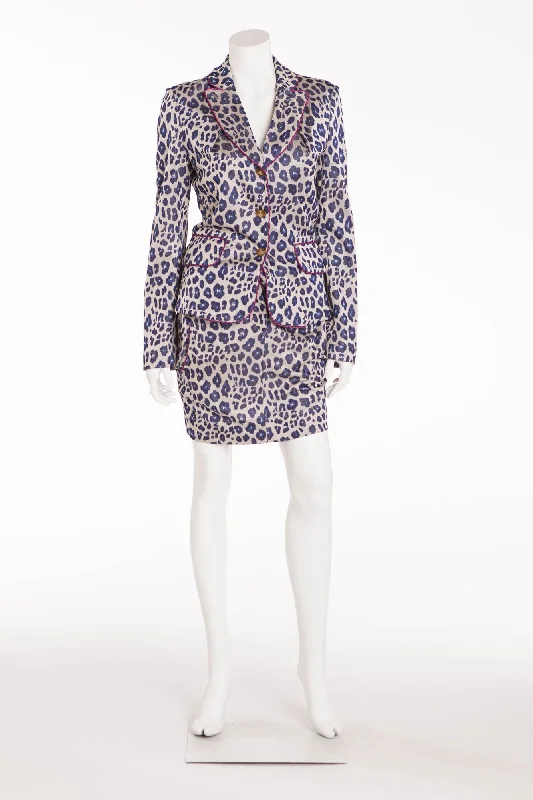 Comfortable Tops Vivienne Westwood - 2PC Blue Leopard Print Blazer and Skirt - M
