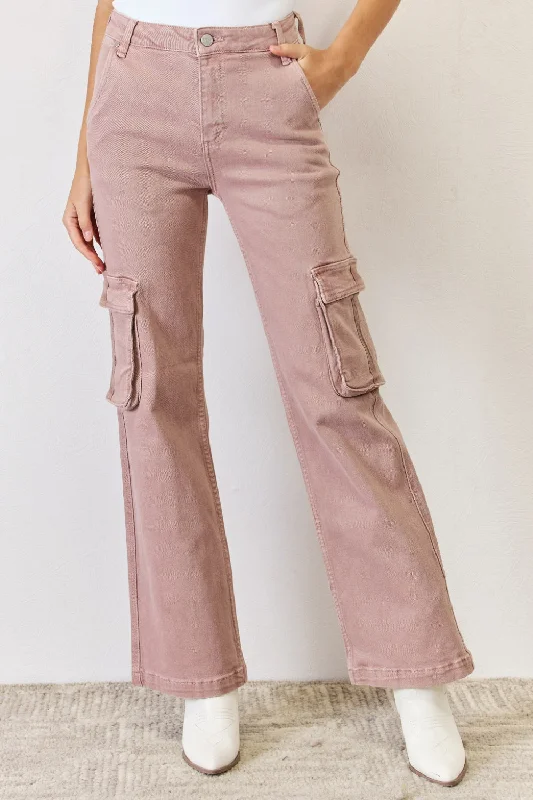Trendy Dresses RISEN Full Size High Rise Cargo Wide Leg Jeans