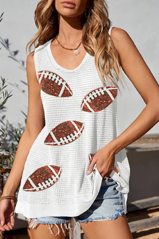Trendy Looks Sequin Football Round Neck Tank