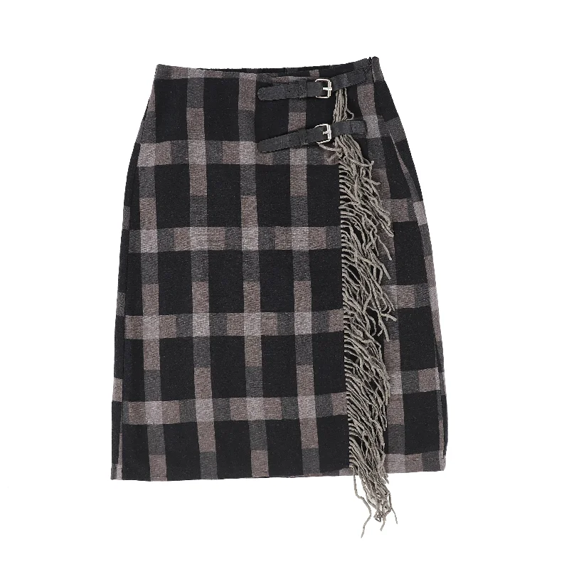 Trendy Wear ONE CHILD BLACK GREY PLAID SKIRT [Final Sale]