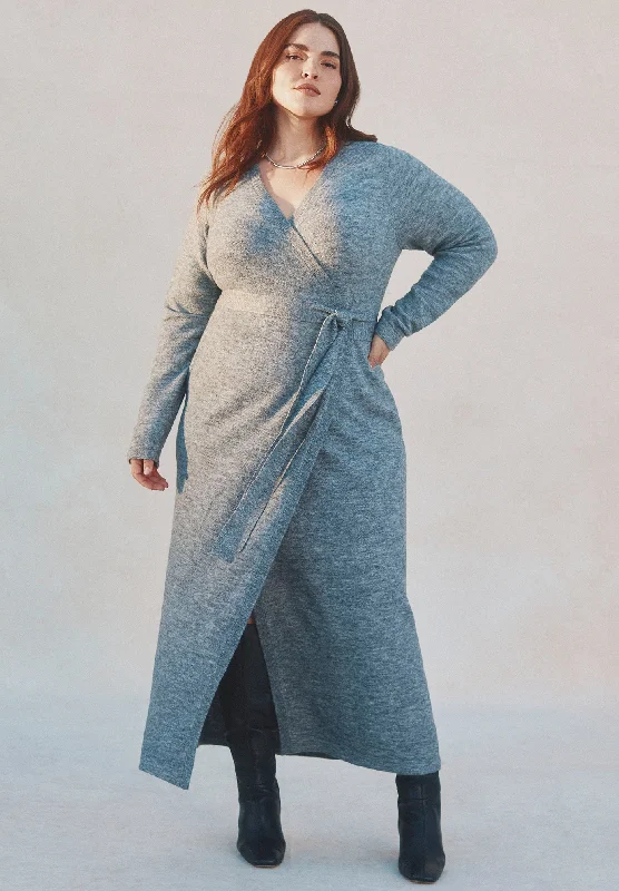 Layered Style Sweater Wrap Dress