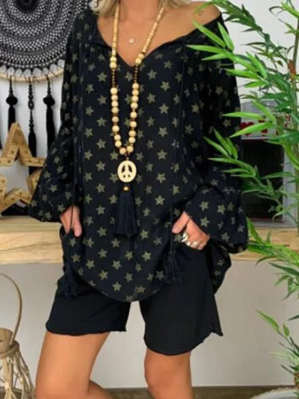 Light Comfort Casual Loose Star Tops Two-piece Suit