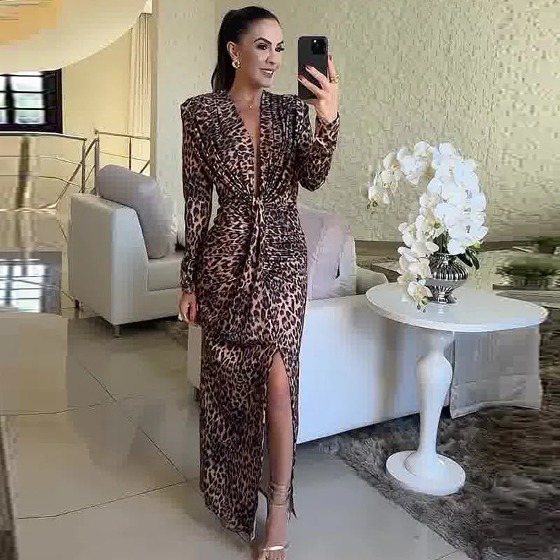 Summer Comfort Fancy Feeling Leopard Print Spliced Maxi Dress