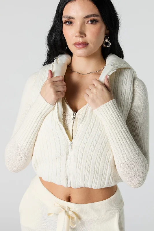 Chic Outfits Cable Knit Hooded Vest